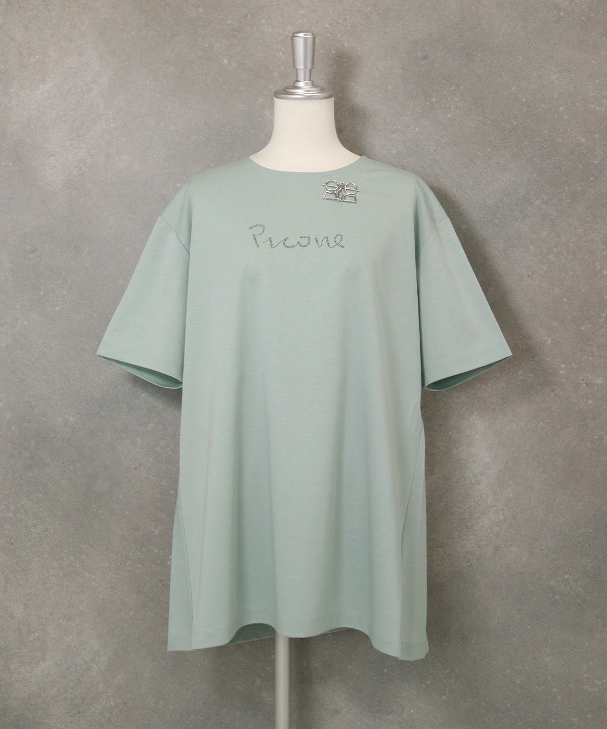 バックプリーツUV冷感Tシャツ(バックプリーツUV冷感チュニック(ライトグリーン)ライトパープル)後ろ