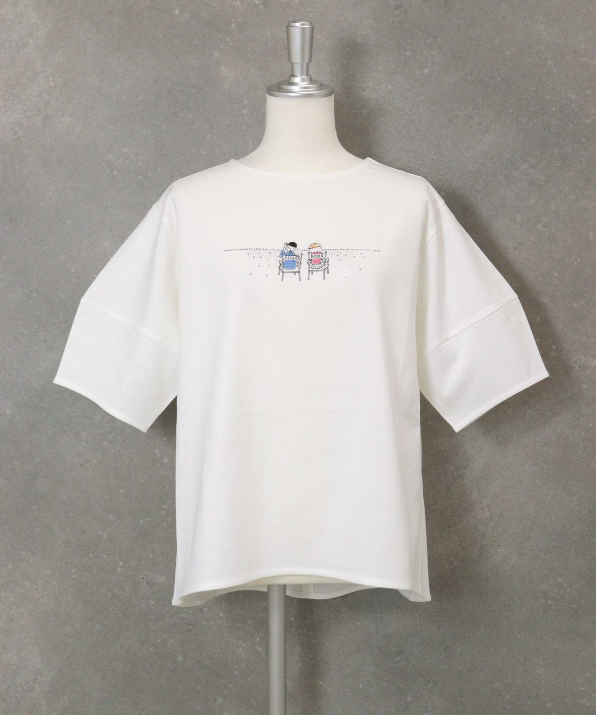 刺繍ストーンUV冷感Tシャツ(ホワイト)