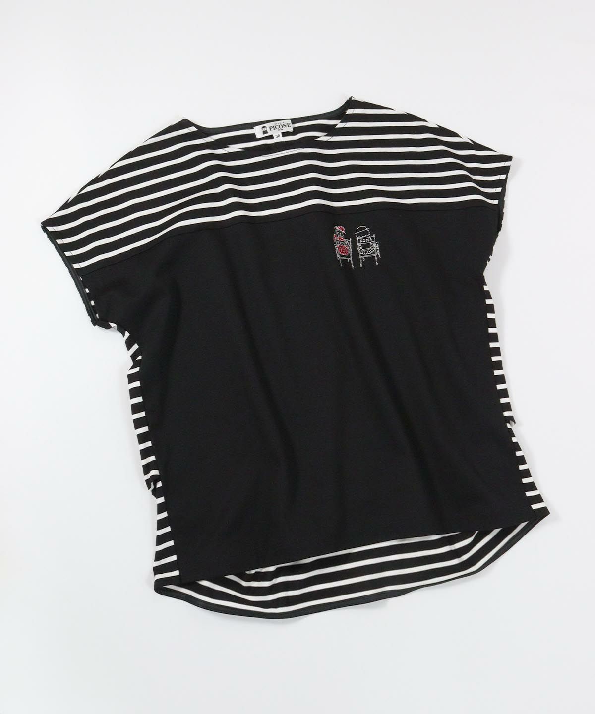 オーガニックコットンボーダー切替Tシャツ(ブラック)