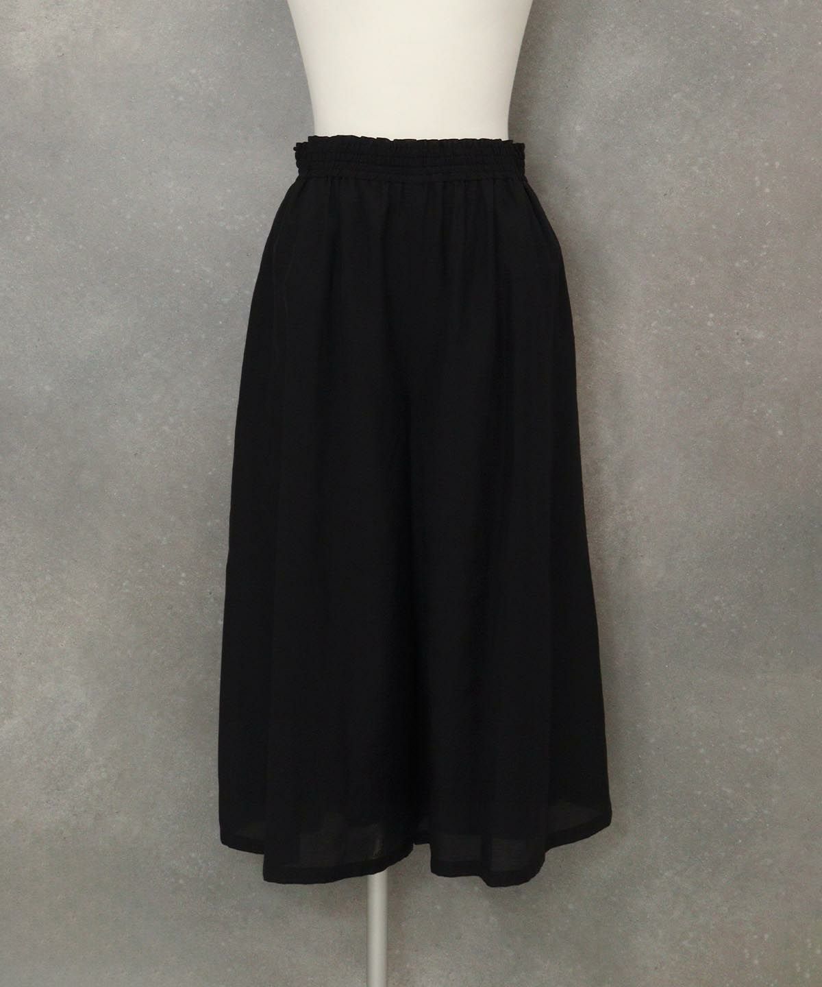 七分丈ワイドパンツ(ブラック)