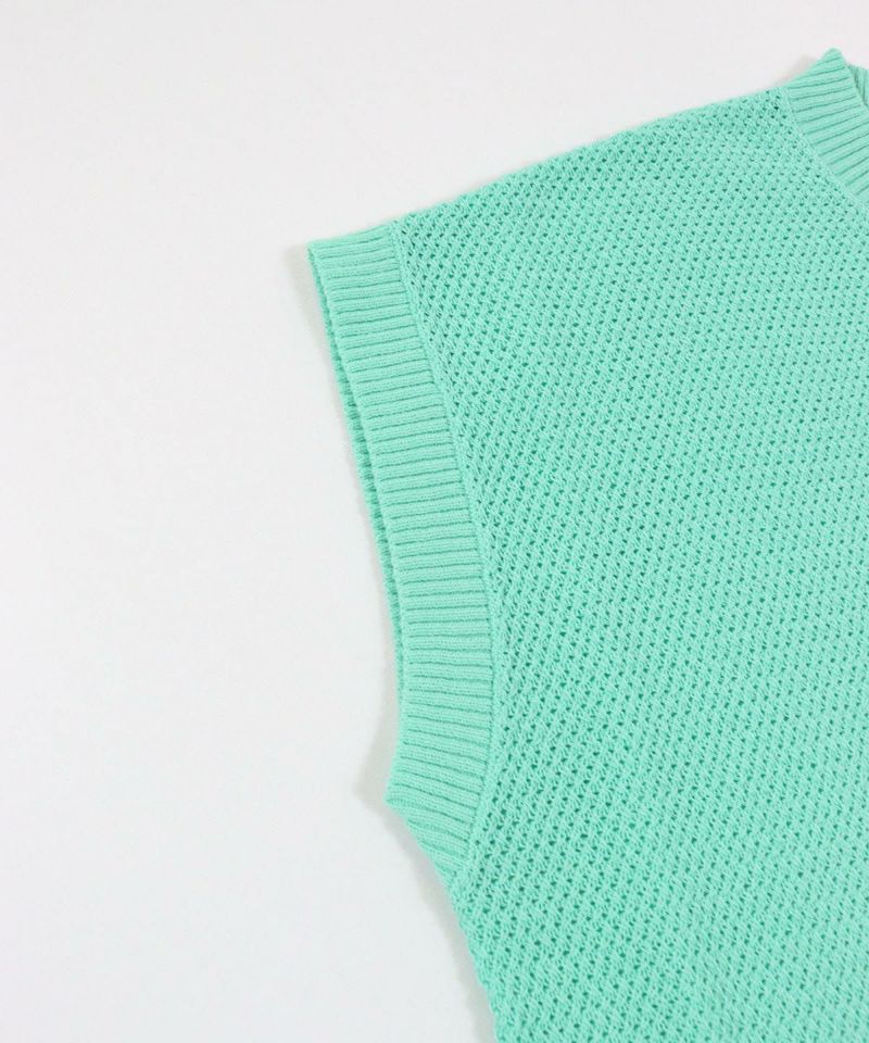 透かし編み刺繍ニットベスト|スタジオピッコーネ - ゴルフウェアや婦人