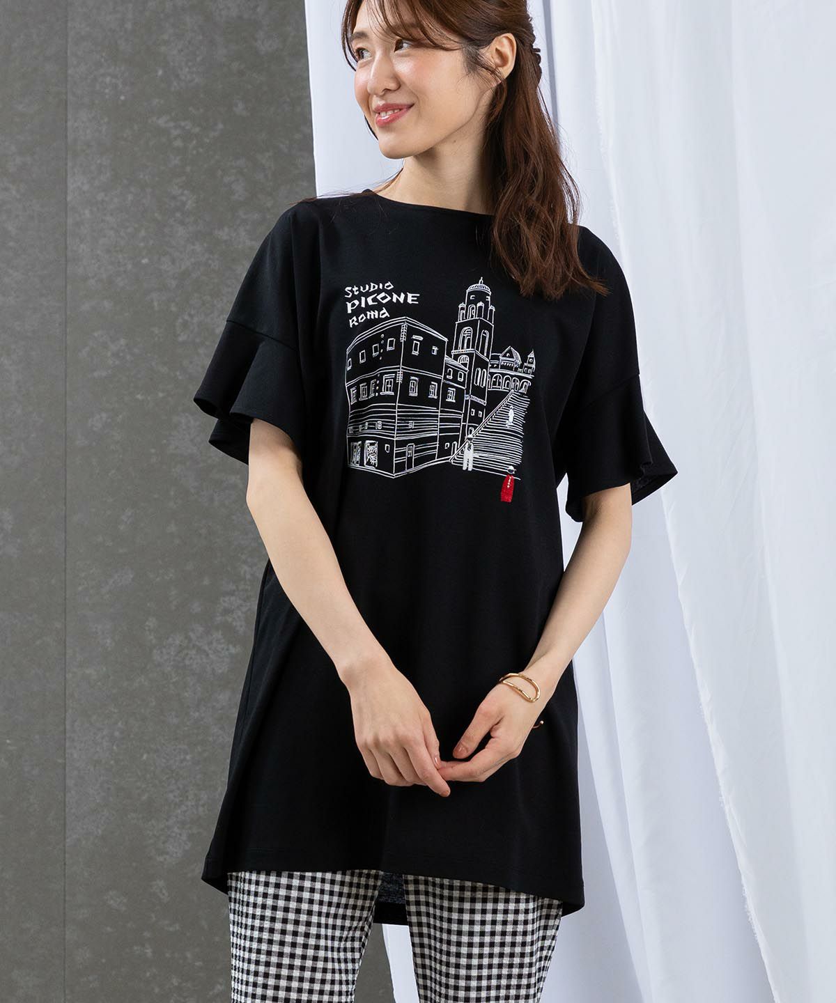 ピッコーネ チュニック レース ビーズロゴ ピッコーネ チュニック