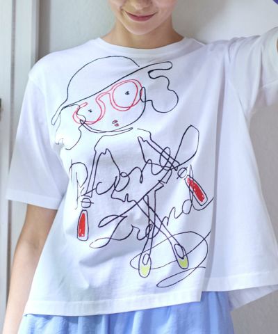 線画イラスト冷感Ｔシャツ