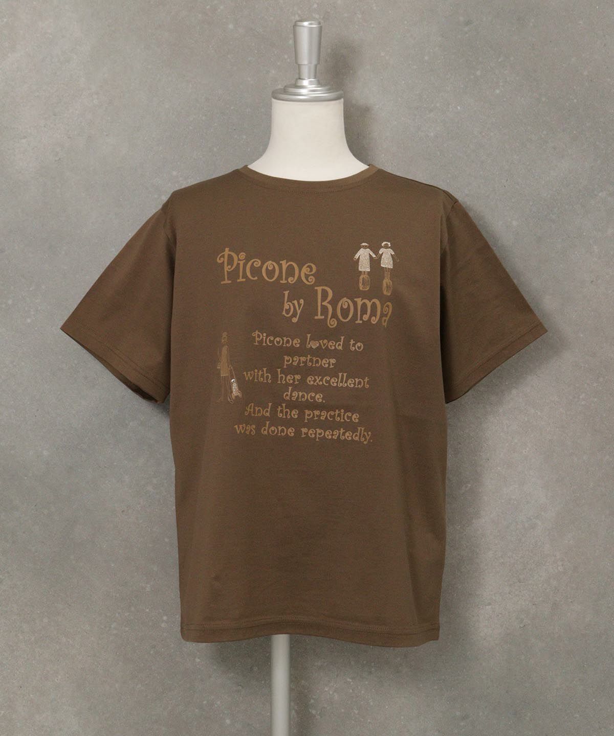 コットン100％冷感プリントＴシャツ(ブラウン)