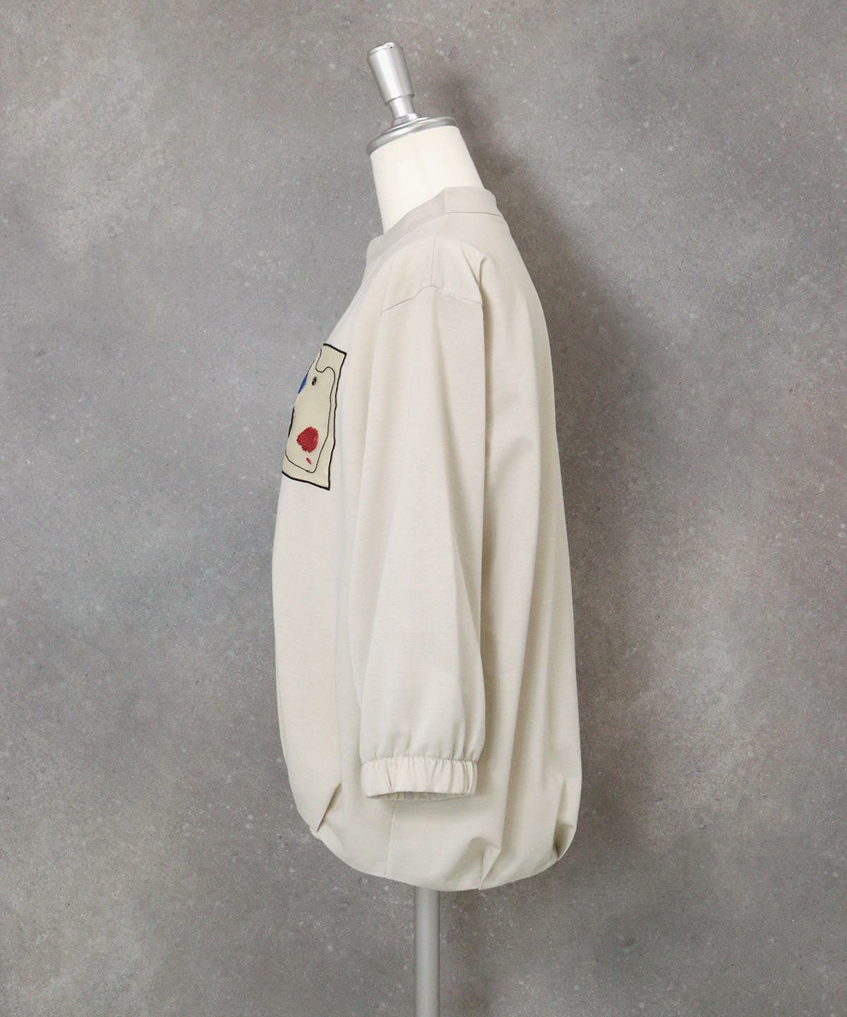 七分袖冷感スキッパープルオーバー(ベージュ)横