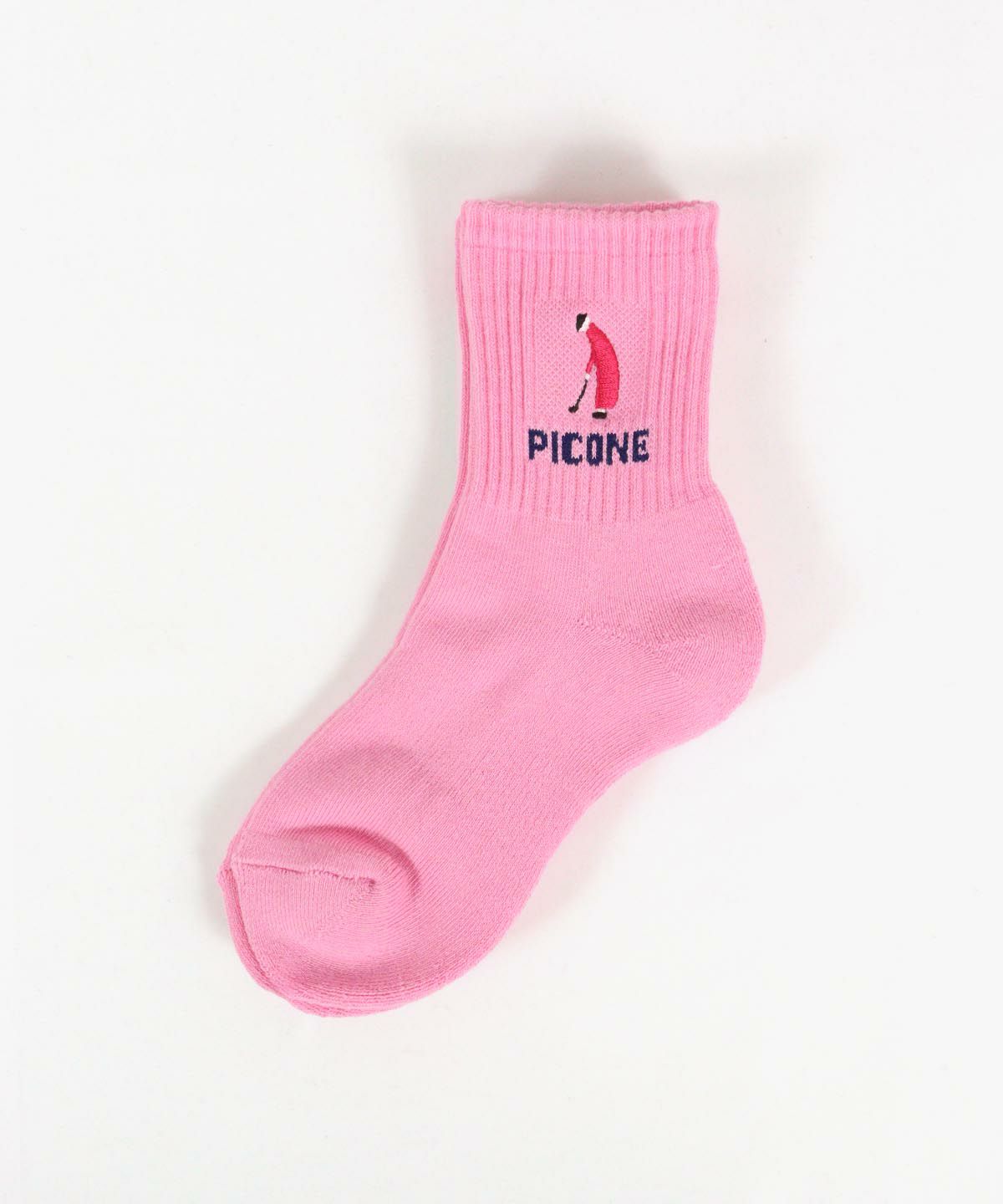 ゴルフピコ刺繍ソックス（ピンク）