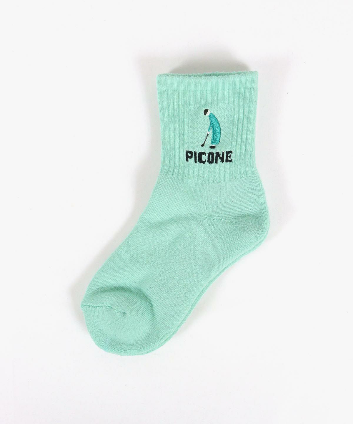 ゴルフピコ刺繍ソックス（ライトグリーン）