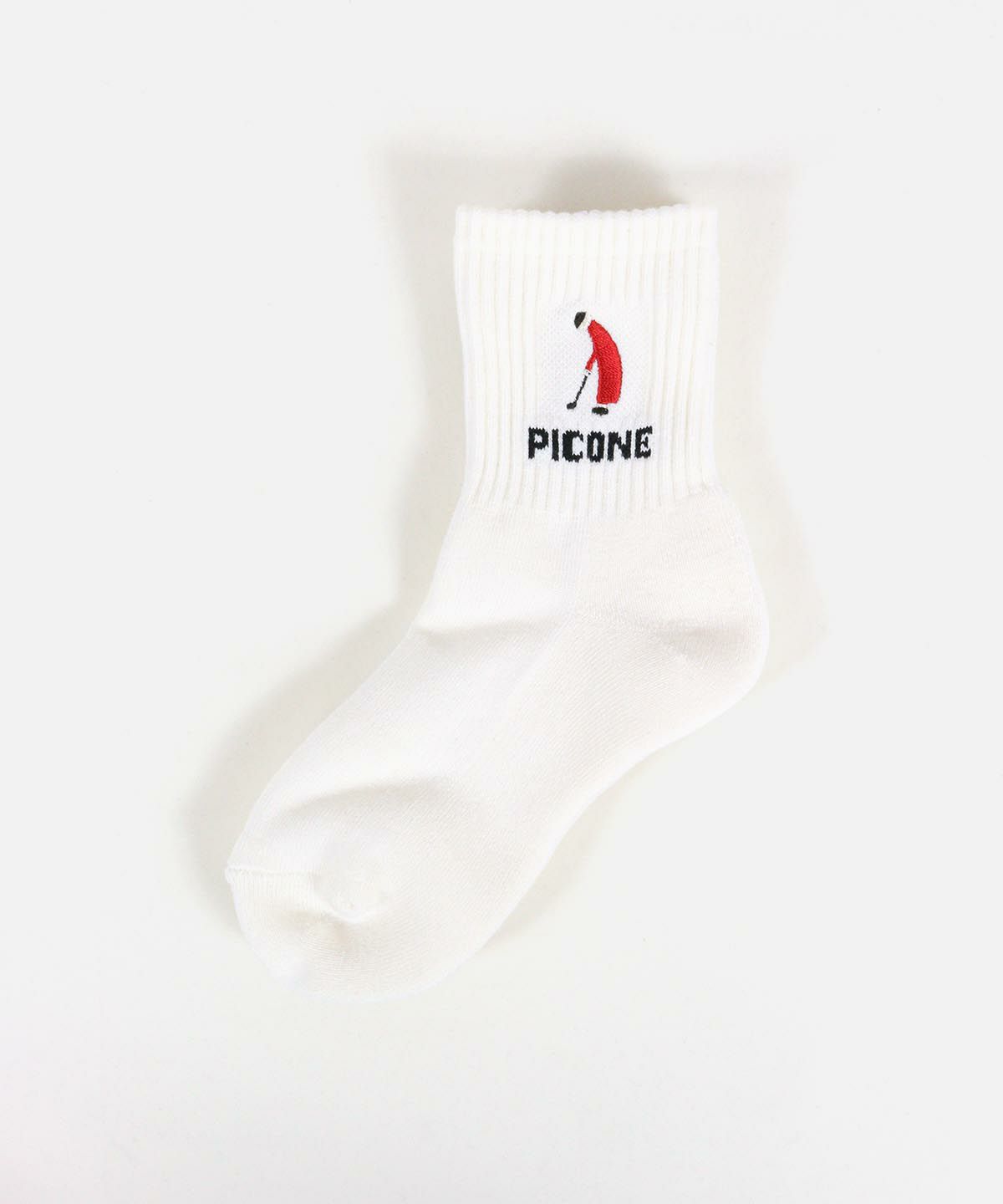 ゴルフピコ刺繍ソックス（ホワイト）