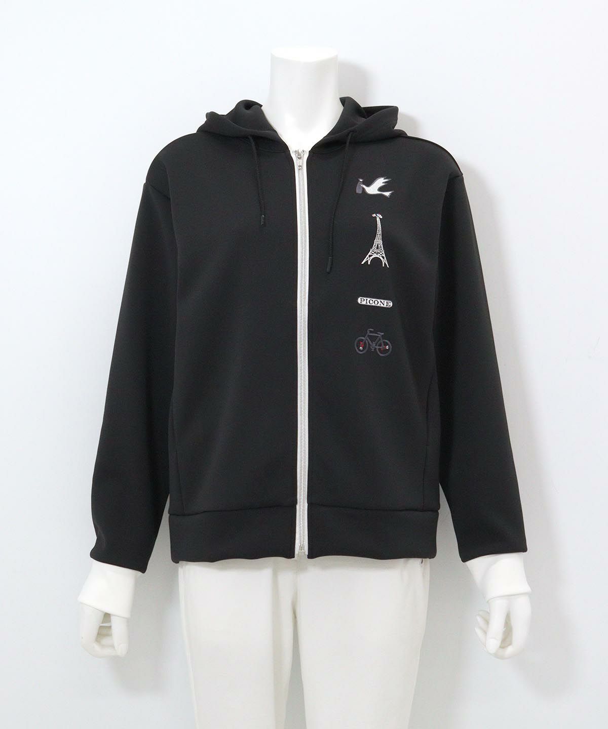 刺繍ワッペンジップパーカー（ブラック）