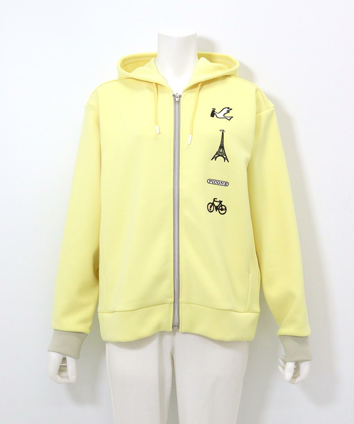 刺繍ワッペンジップパーカー（イエロー）