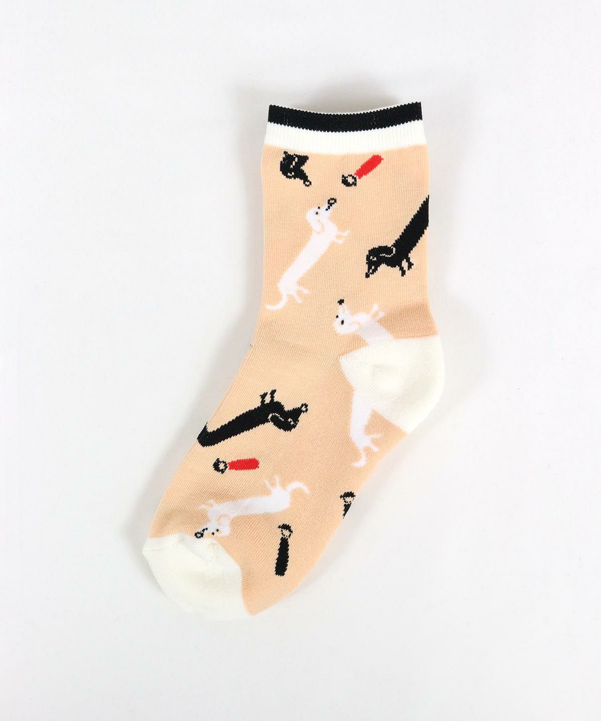 DOG柄ソックス(ライトオレンジ)