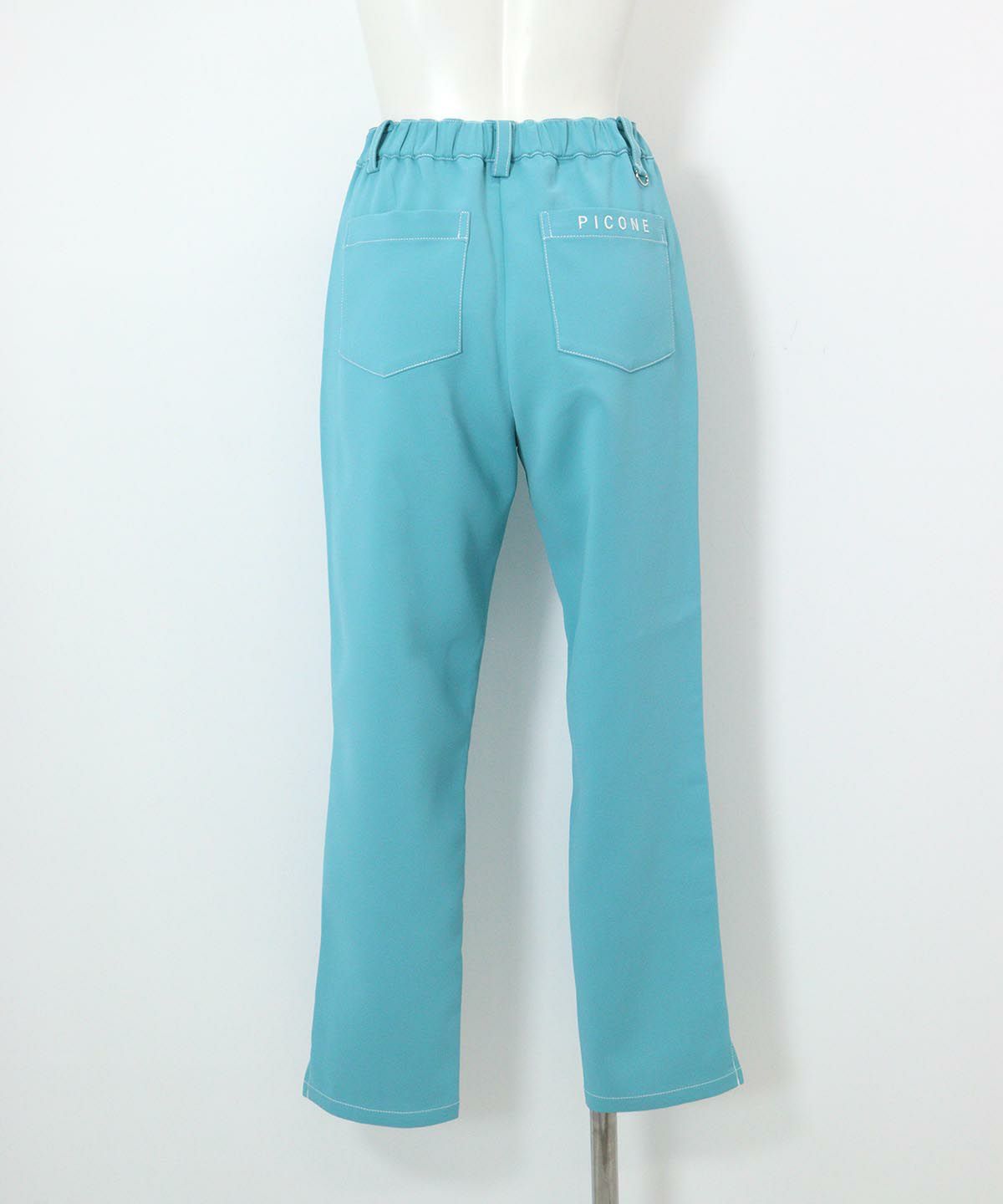 裾ステッチパンツ 後ろ（ライトブルー）