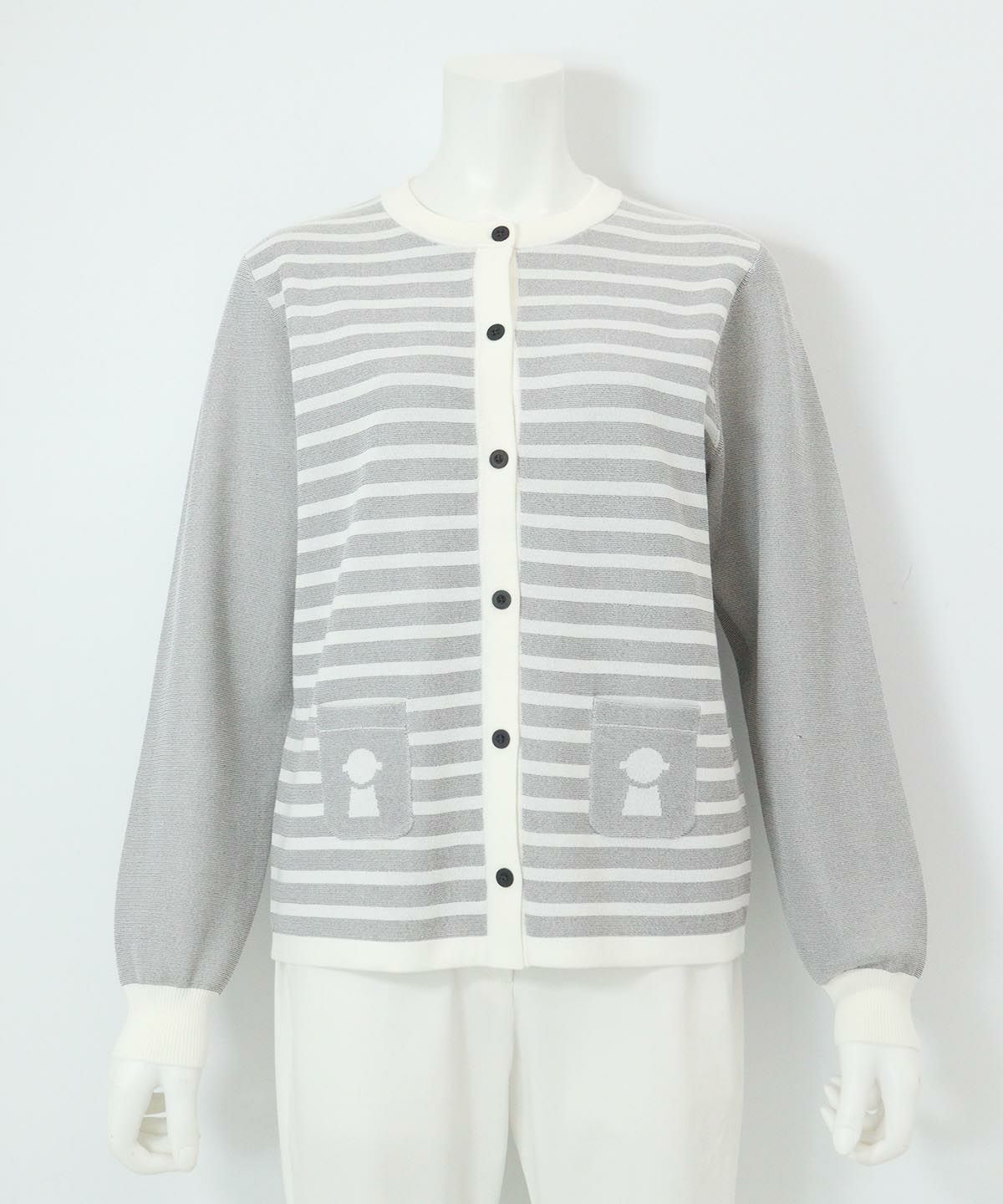 ピコポケットボーダーカーディガン（グレー）