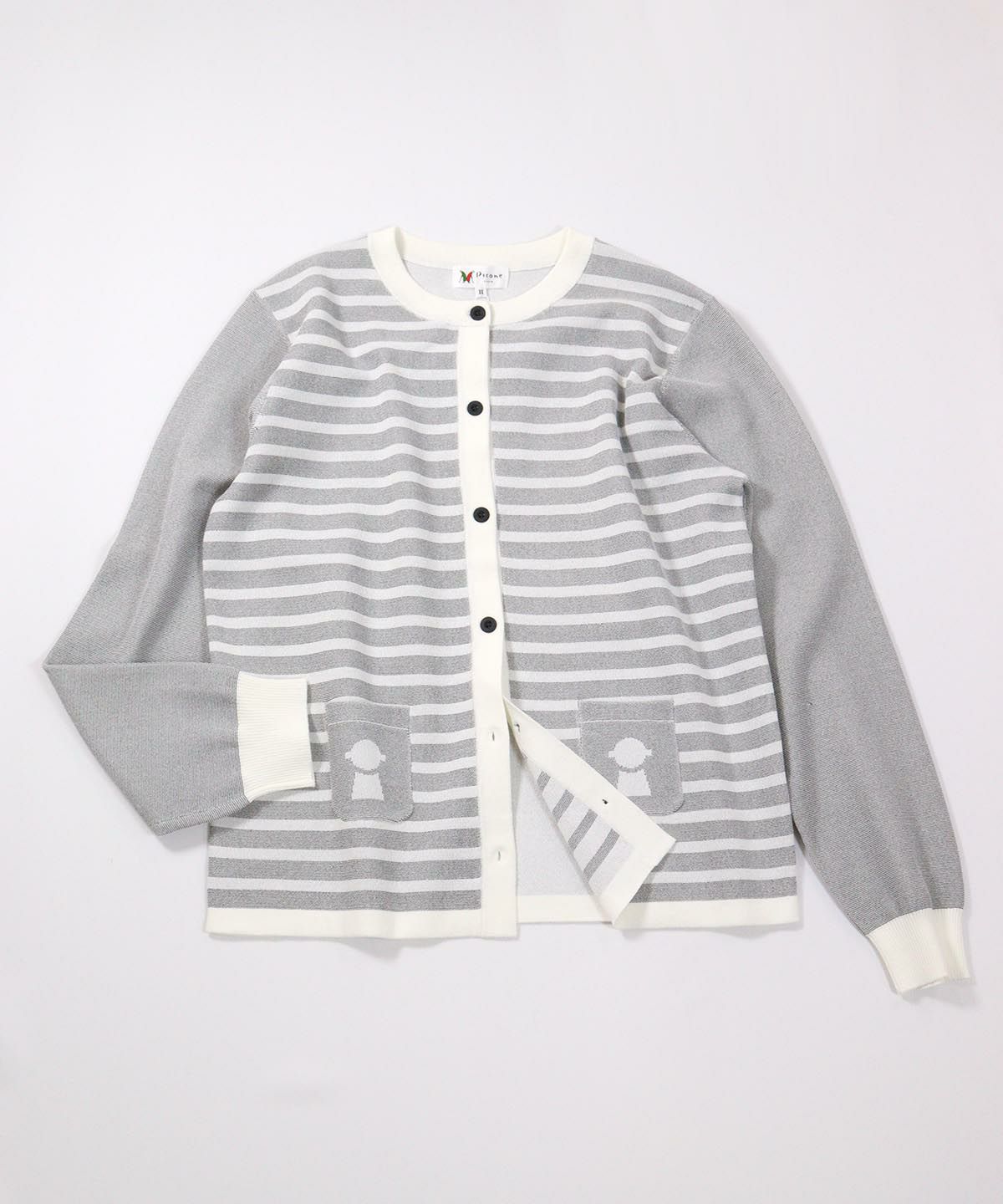 ピコポケットボーダーカーディガン（グレー）