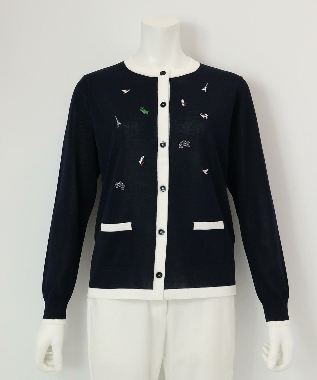 刺繍カーディガン（ネイビー）