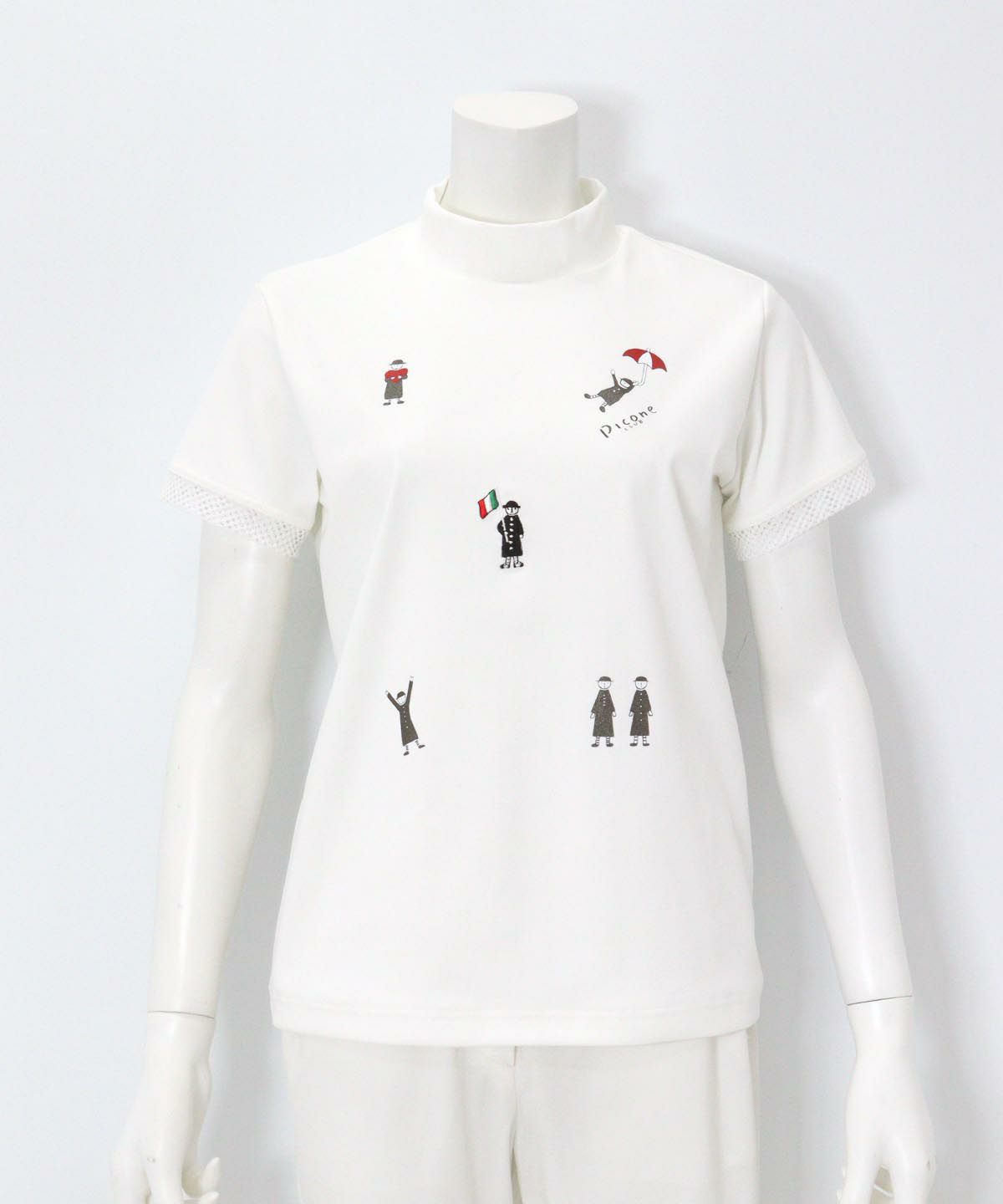 ポイント刺繍UV冷感プルオーバー(ホワイト)