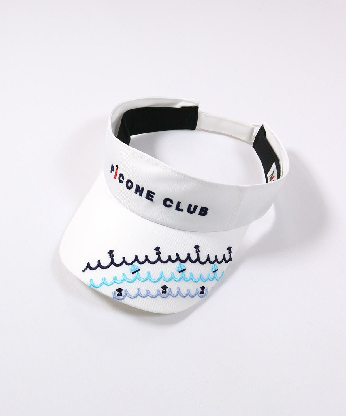 波ボーダー柄サンバイザー(ホワイト×ブルー)