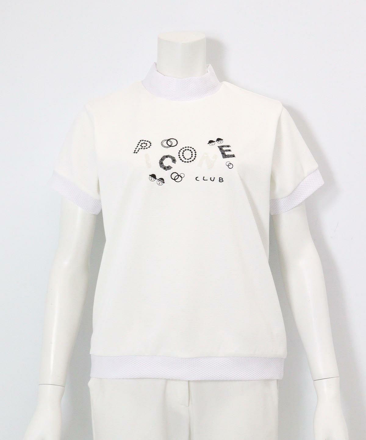 スパンコール刺繍ハイネックプルオーバー(ホワイト）