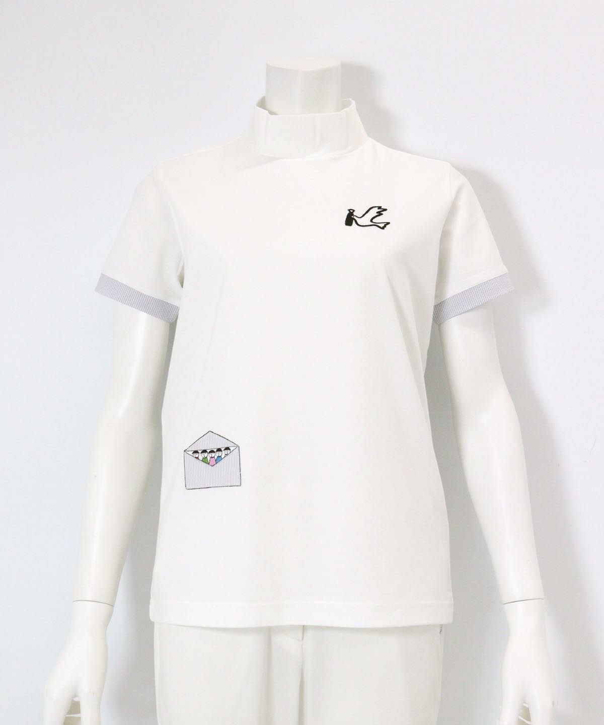 UV冷感ハイネック刺繍プルオーバー（ホワイト）
