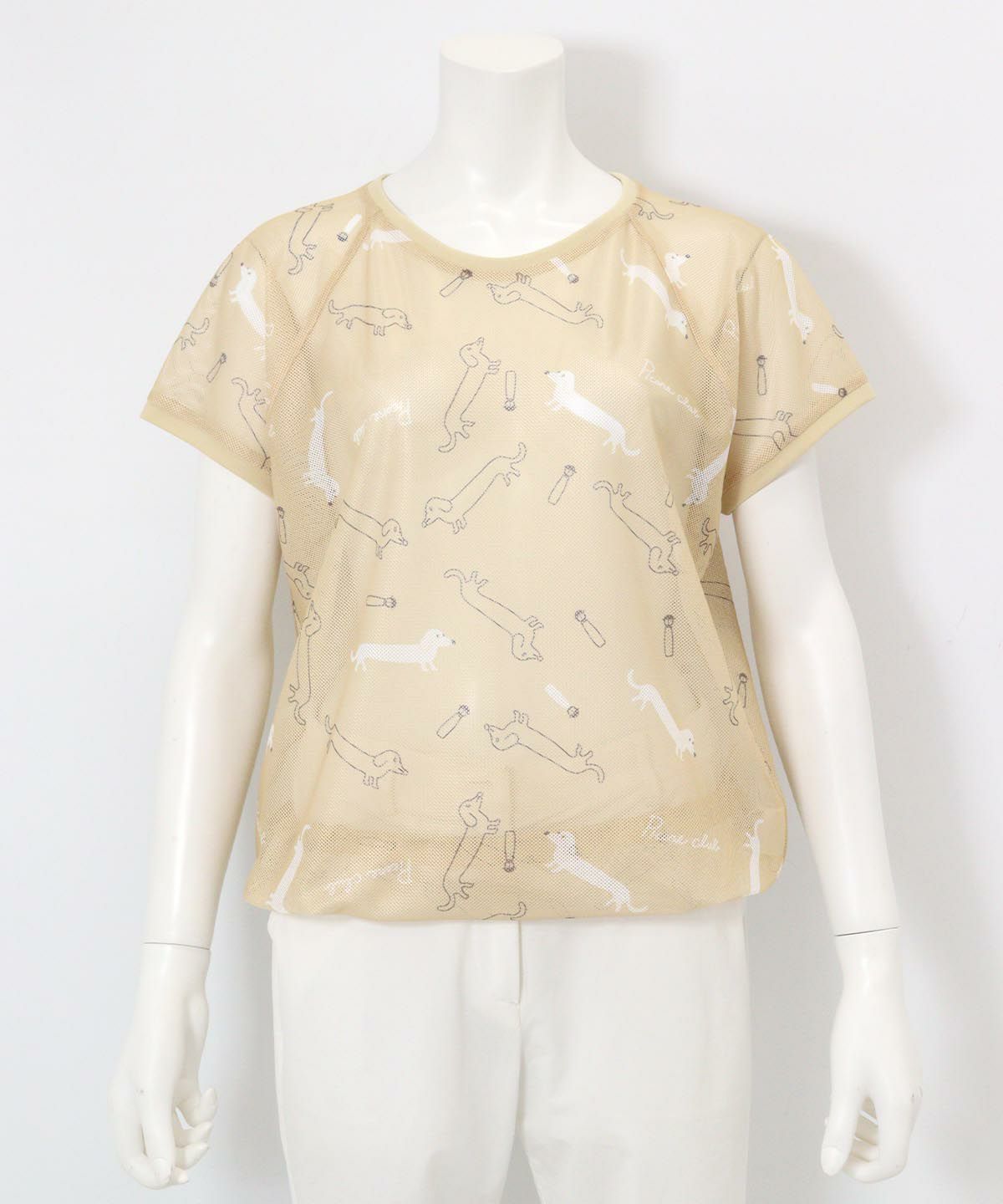 ダックス柄シアープルオーバー(ベージュ)