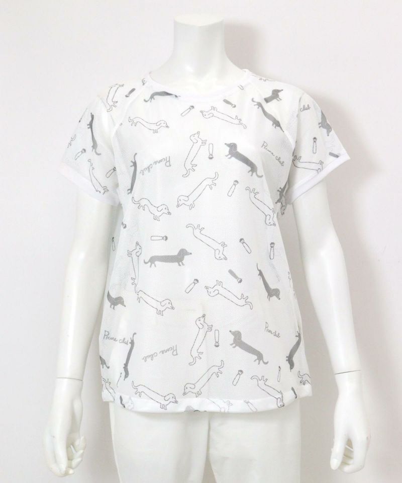 ダックス柄シアープルオーバー(ホワイト)