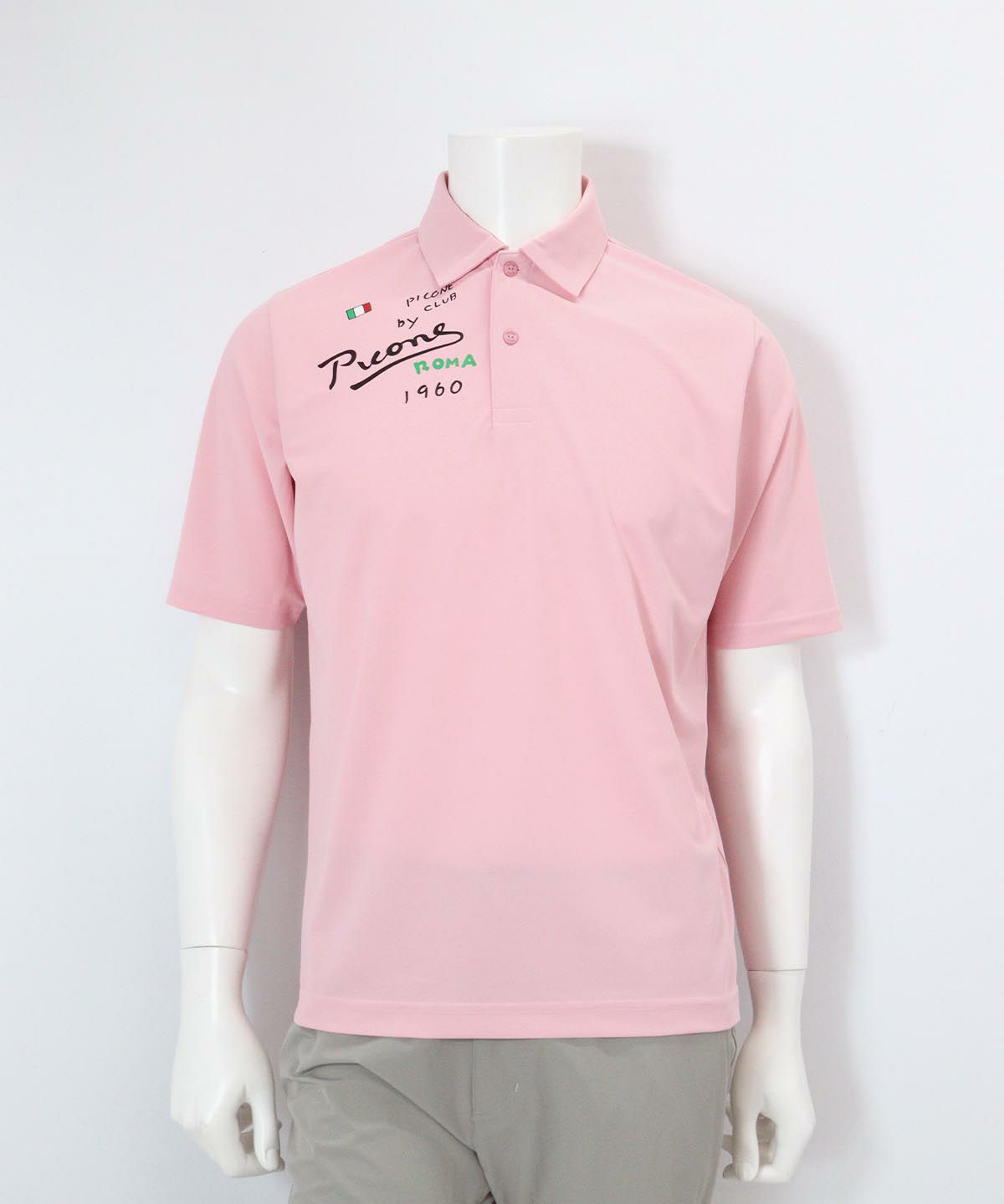 【メンズ】速乾プリントポロシャツ(ピンク)