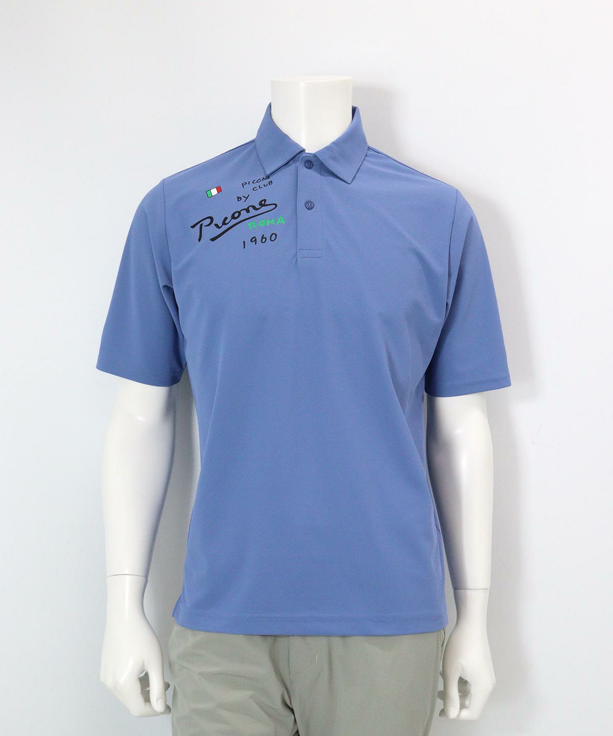 【メンズ】速乾プリントポロシャツ(ライトブルー)