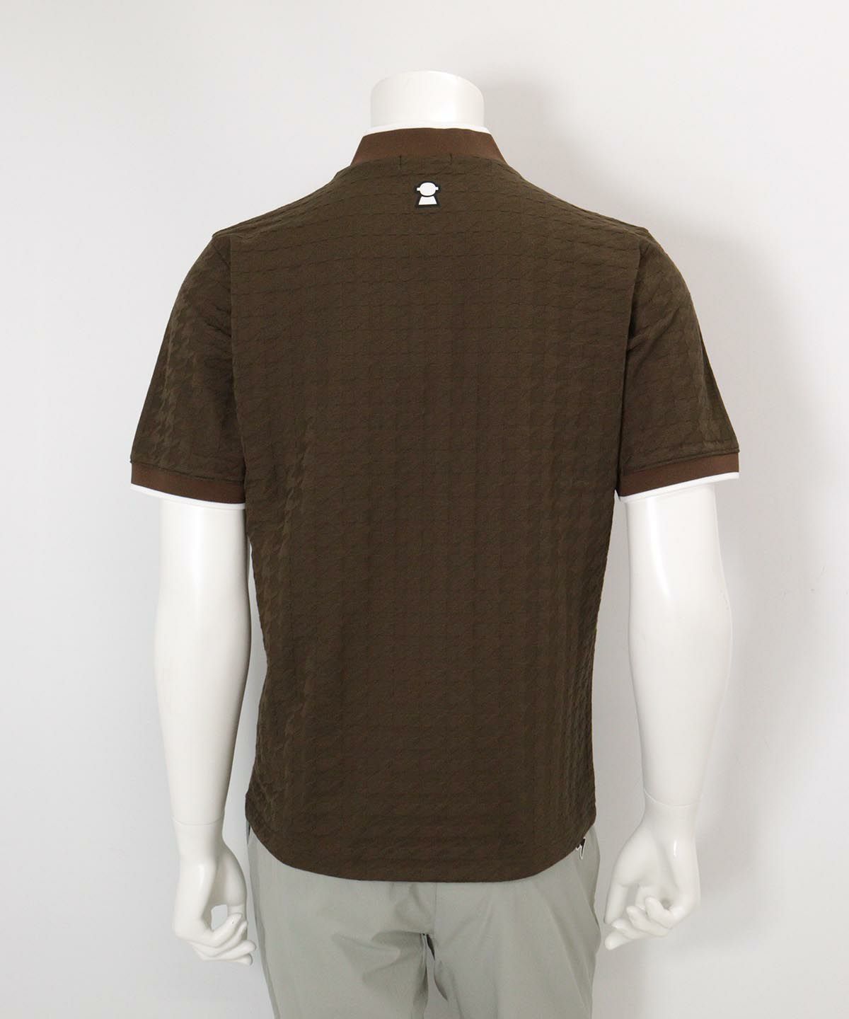 【メンズ】千鳥柄ハーフジッププルオーバー(ブラウン)後ろ