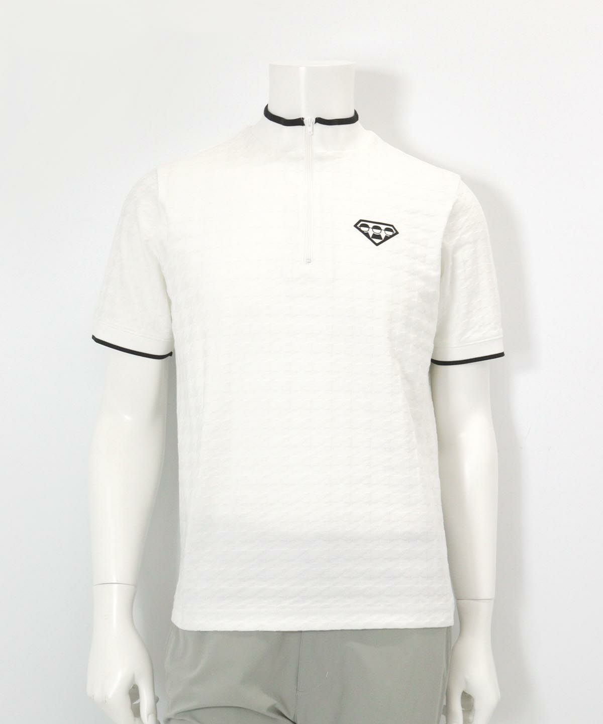 【メンズ】千鳥柄ハーフジッププルオーバー(ホワイト)