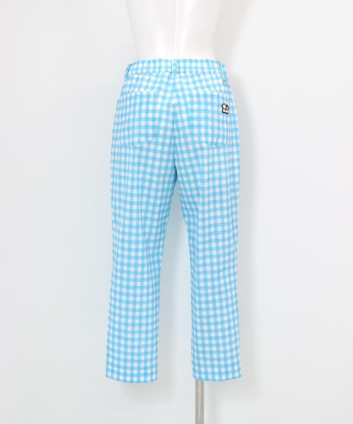 通気速乾チェック柄パンツ(ライトブルー)後ろ