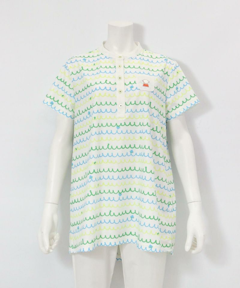 coco 未使用品 ピッコーネクラブ PICONE CLUB レディース 半袖シャツ 1(M) 青×白 ブルー プルオーバー セール】ポイント刺繍UV冷感プルオーバー（Tシャツ/カットソー