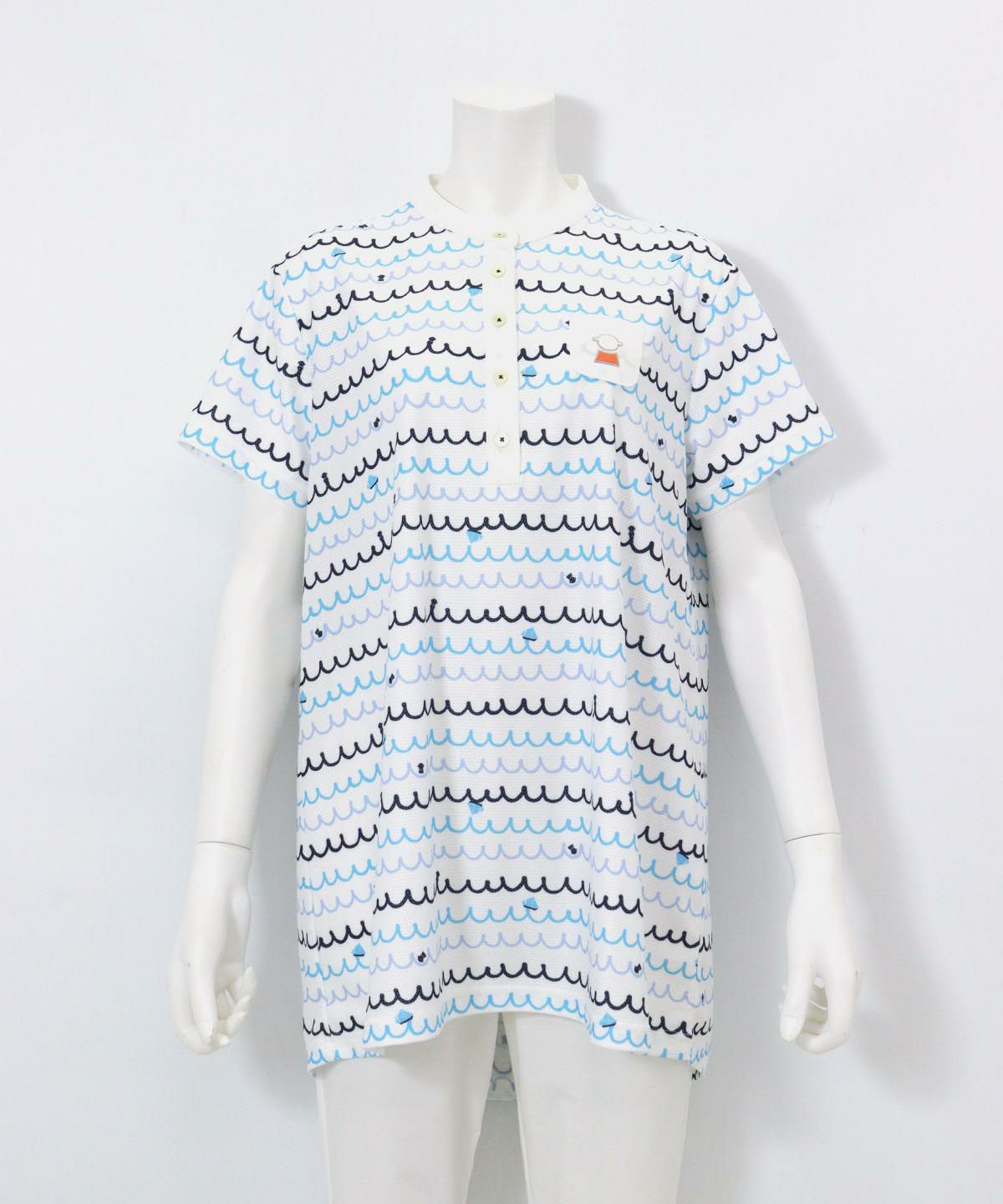 メッシュ波柄UVプルオーバー(ホワイト×ブルー)