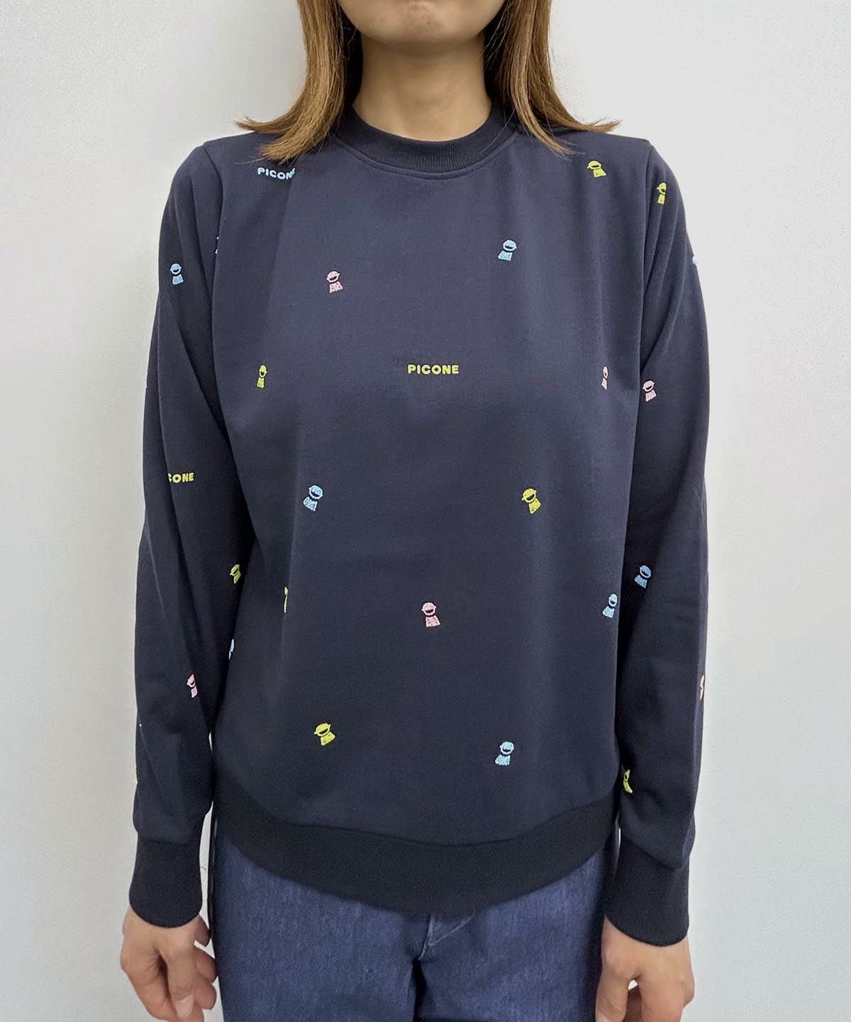 ミニプリント裏毛スウェット(ネイビー)着用イメージ