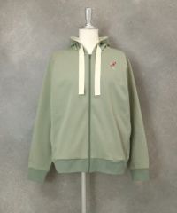 刺繍入り裏毛ジップパーカー（カーキ）