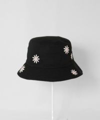 花柄刺繍バケハ (NEW ERAコラボ)ブラック