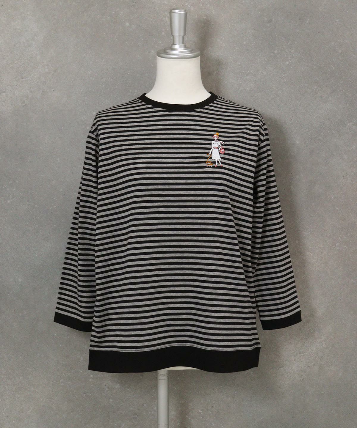 【オンラインストア・店舗限定商品】冷感ボーダー七分袖Tシャツ(ブラック)