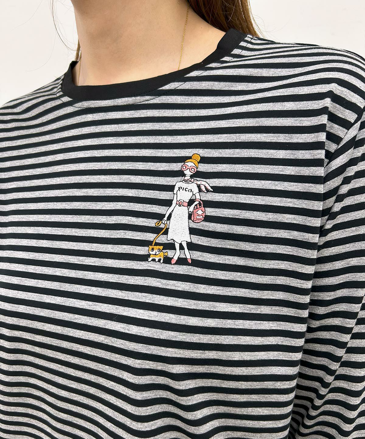 ピッコーネ picone ボーダー トップスブラウス7部袖