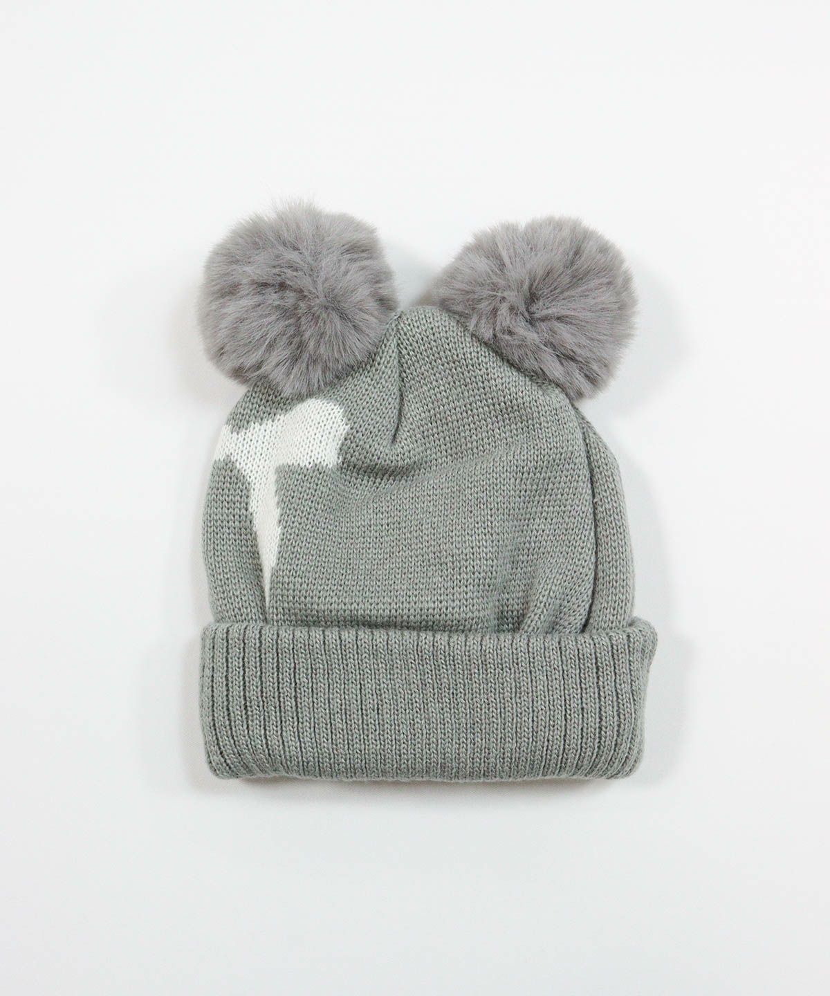 ボンボンニット帽(グレー)後ろ