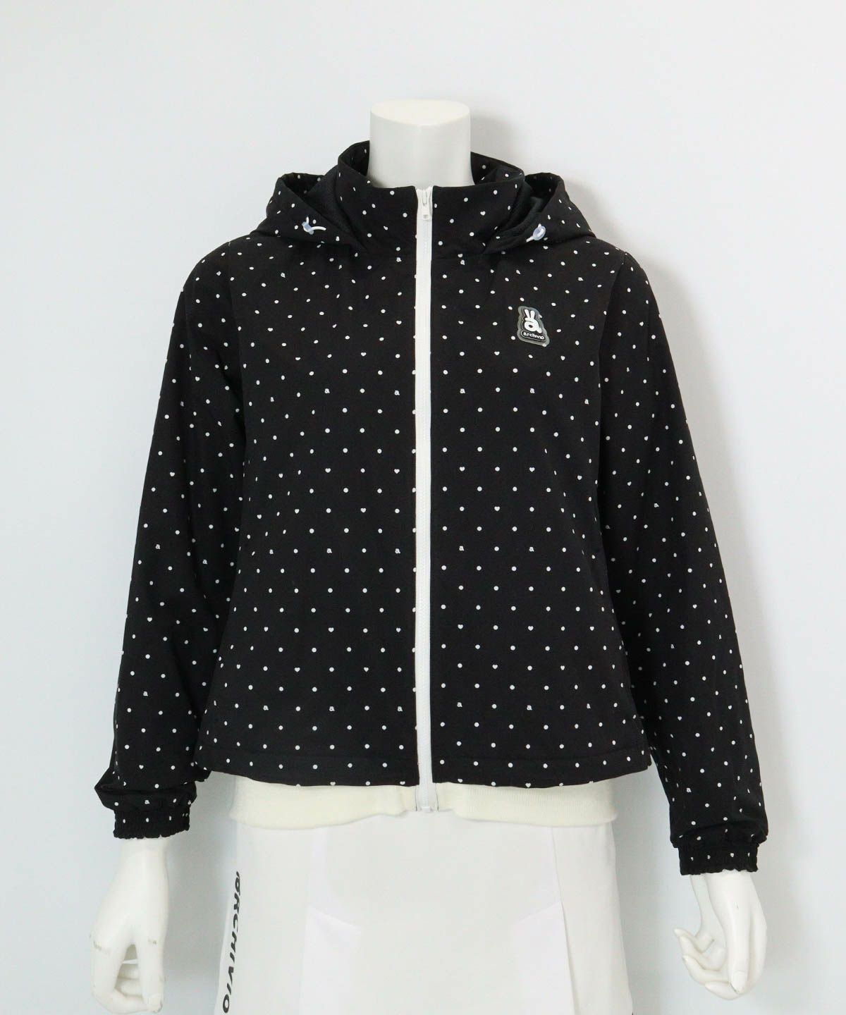 保温撥水ドット柄ブルゾン(ブラック)前