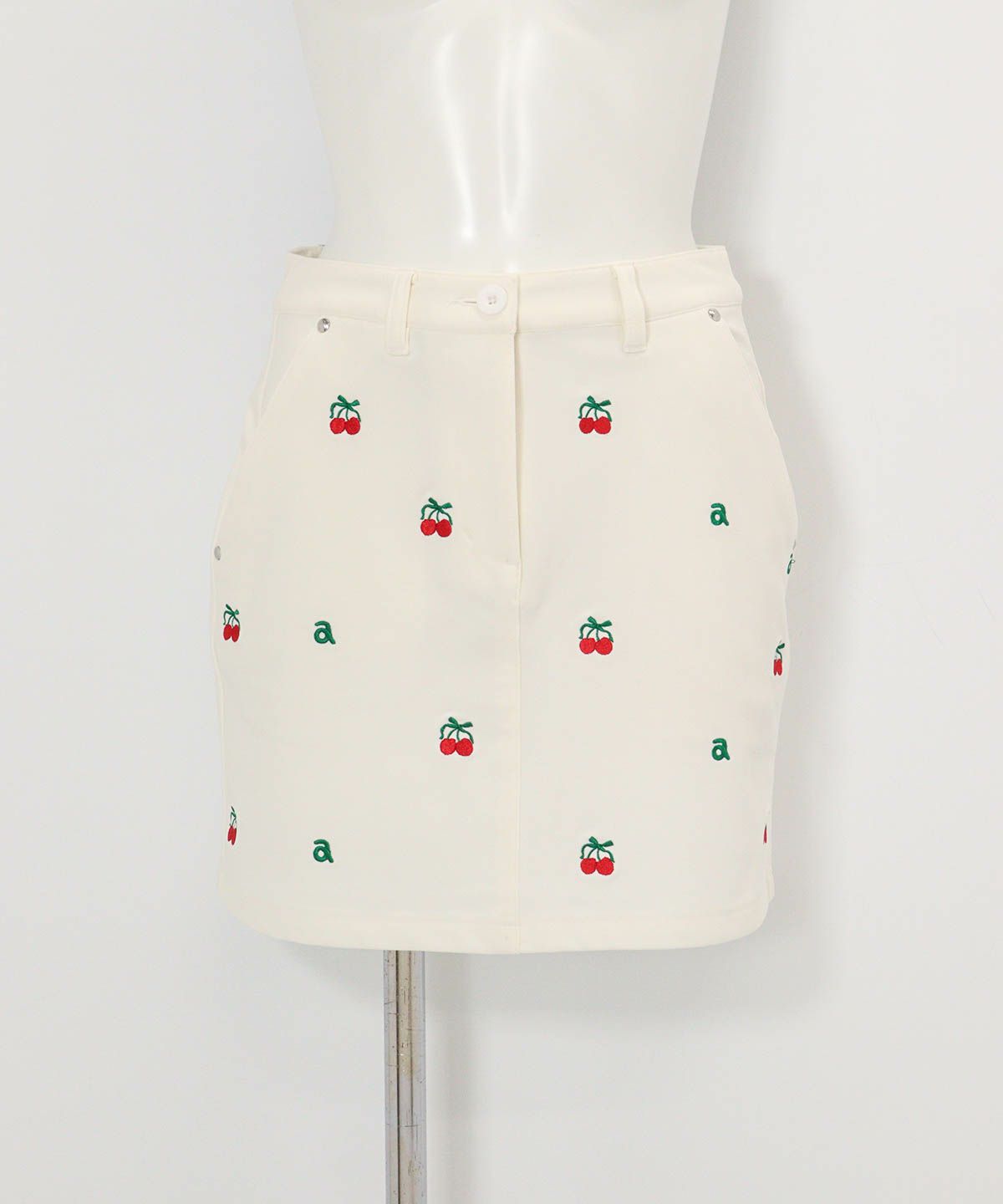 チェリー刺繍スカート(ホワイト)前