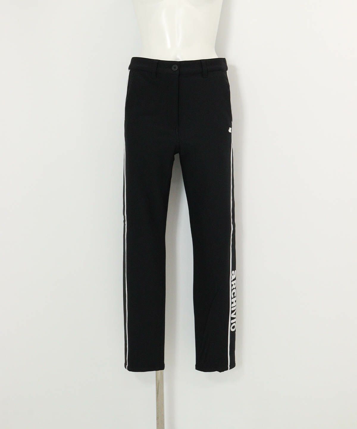 サイドライン裏起毛パンツ(ブラック)前