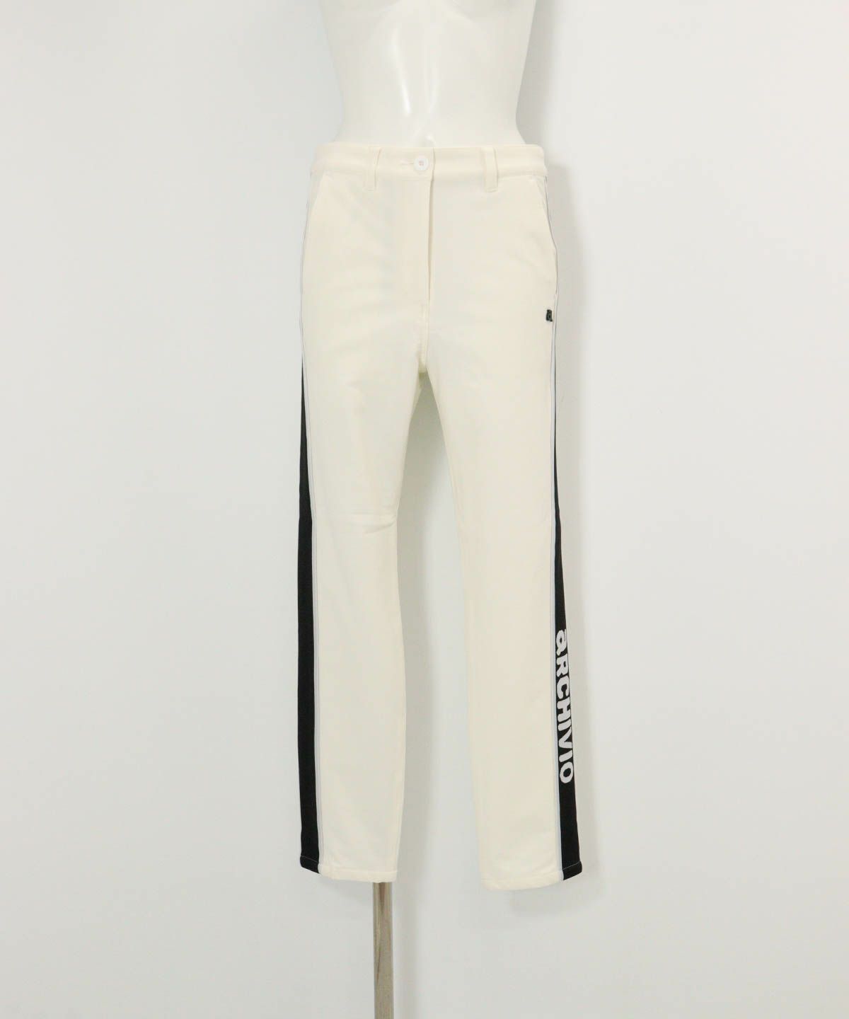 サイドライン裏起毛パンツ(ホワイト)前
