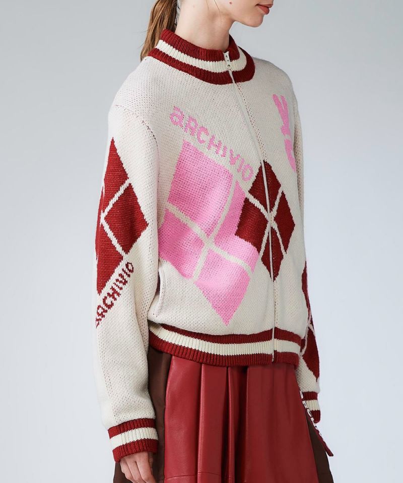 アーガイル柄ニットブルゾン|アルチビオ - ゴルフウェアや婦人服通販