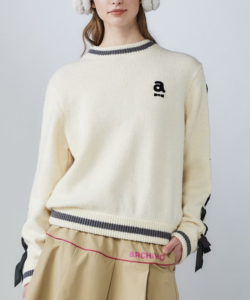 アルチビオ　archivio　ブレードリボン袖プルオーバーセーター　レディス ブレードリボン袖ニット|アルチビオ - ゴルフウェアや婦人服通販