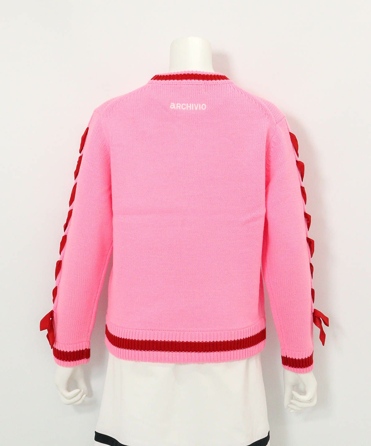 ブレードリボン袖ニット(ピンク)後ろ