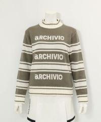 モールラインボーダーニット(グレー)前