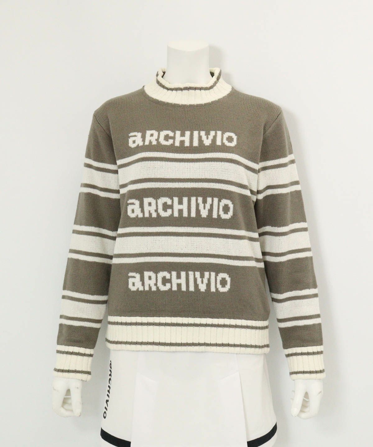 モールラインボーダーニット(グレー)前