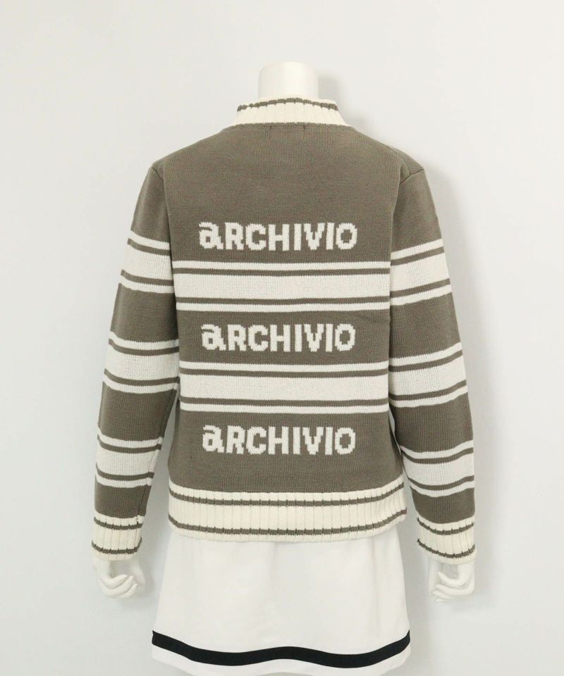 モールラインボーダーニット(グレー)後ろ