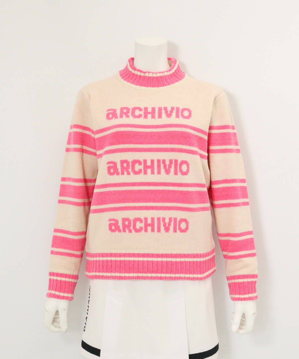 モールラインボーダーニット(ホワイト)前