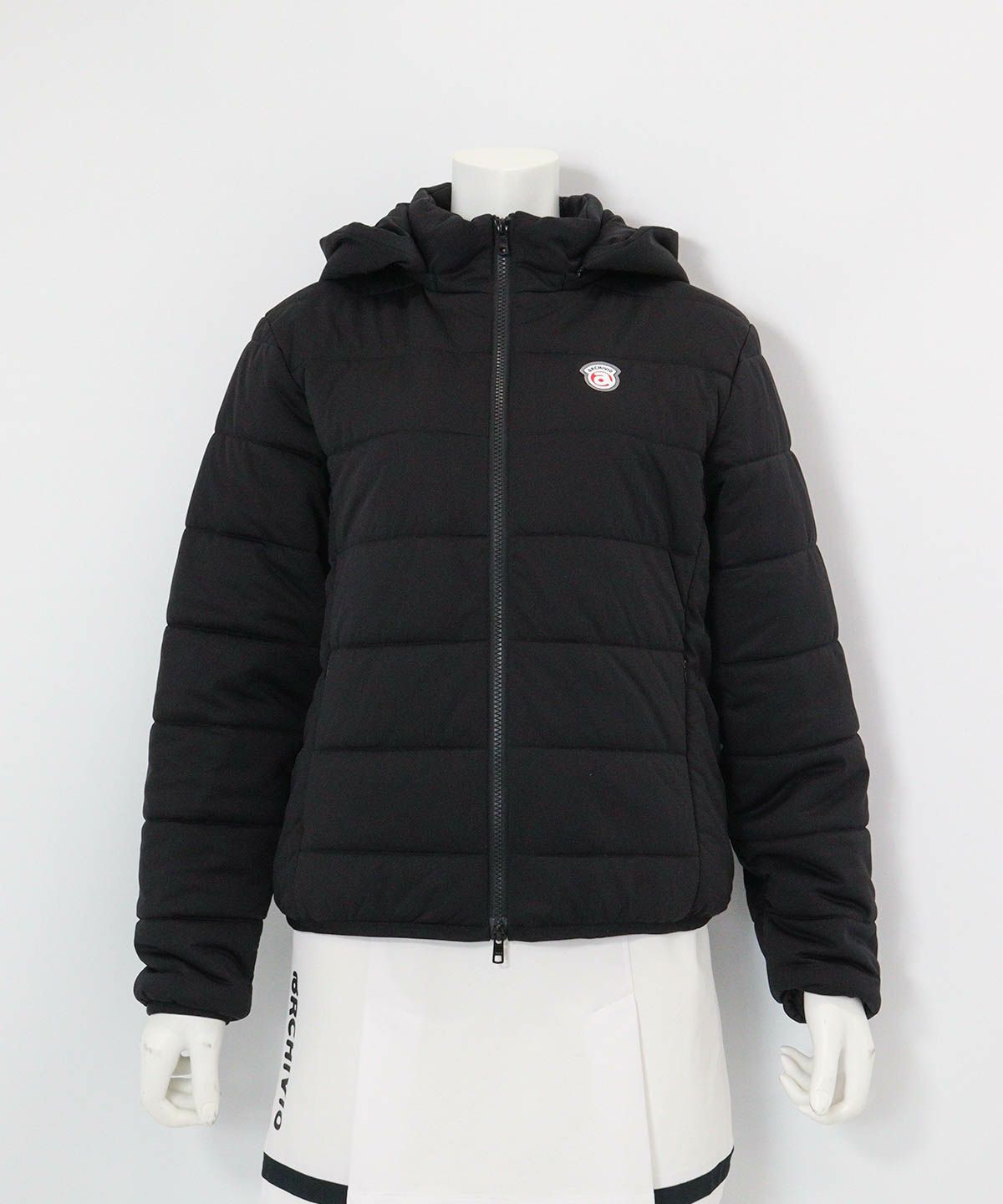 防風保温中綿ジップブルゾン(ブラック)前